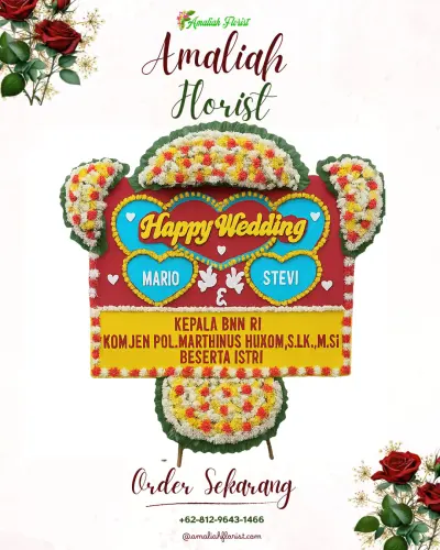 Karangan Papan Bunga Pernikahan di Watusalam